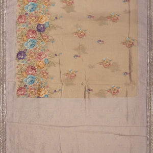 Lavender Woven Tissue Saree With Floral Print & Embroidery