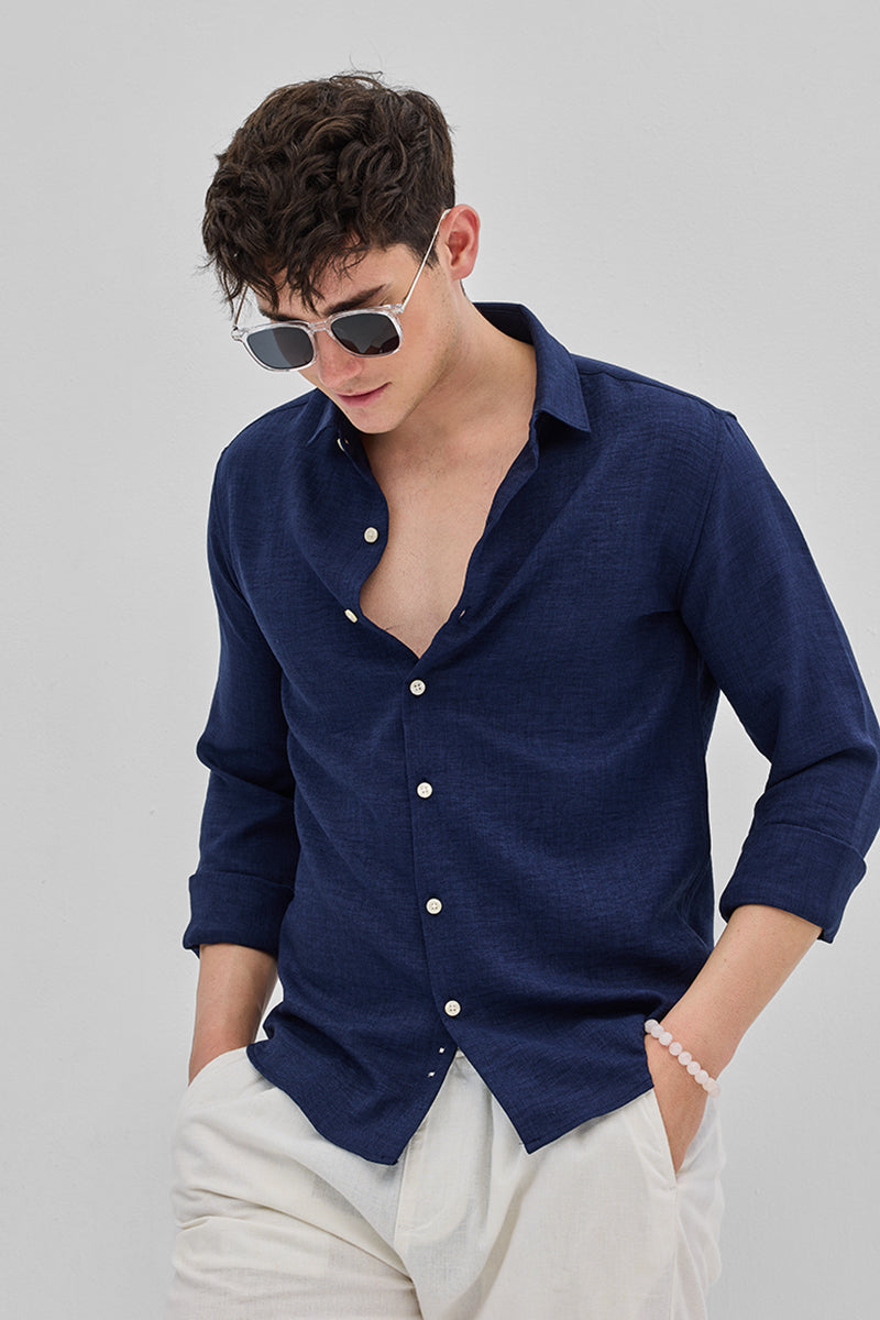 Navy Textured Shirt