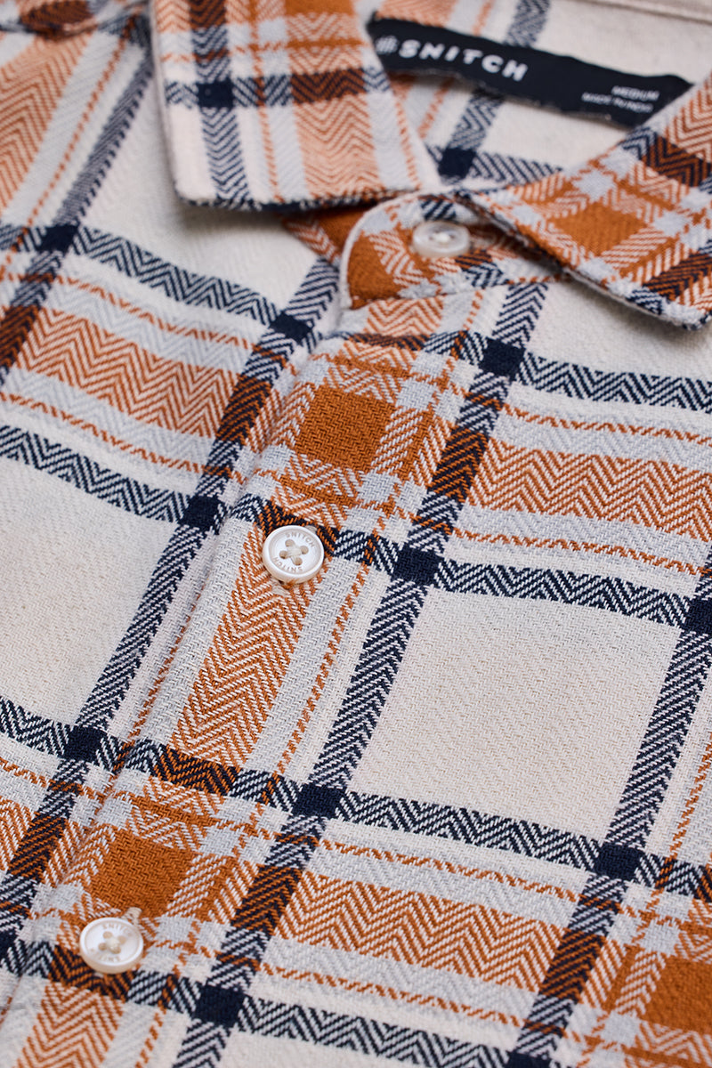Cream Checks Slim Fit Shirt