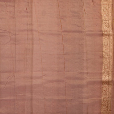 Peach Banarasi Tissue Silk Saree With Floral Motifs