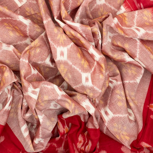 Dusty Pink Handloom Orissa Cotton Saree With Tie & Dye Jaal Motifs