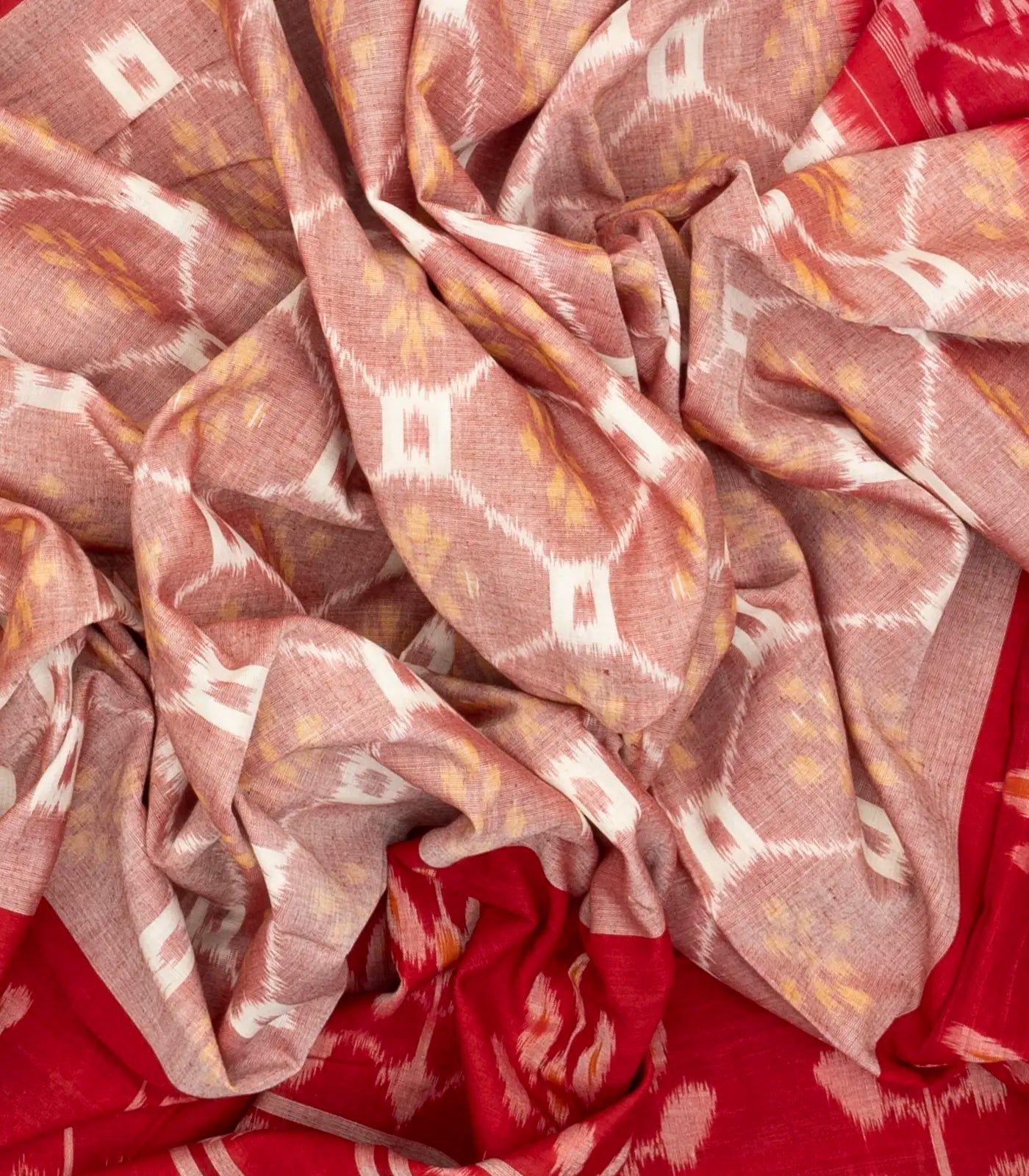 Dusty Pink Handloom Orissa Cotton Saree With Tie & Dye Jaal Motifs