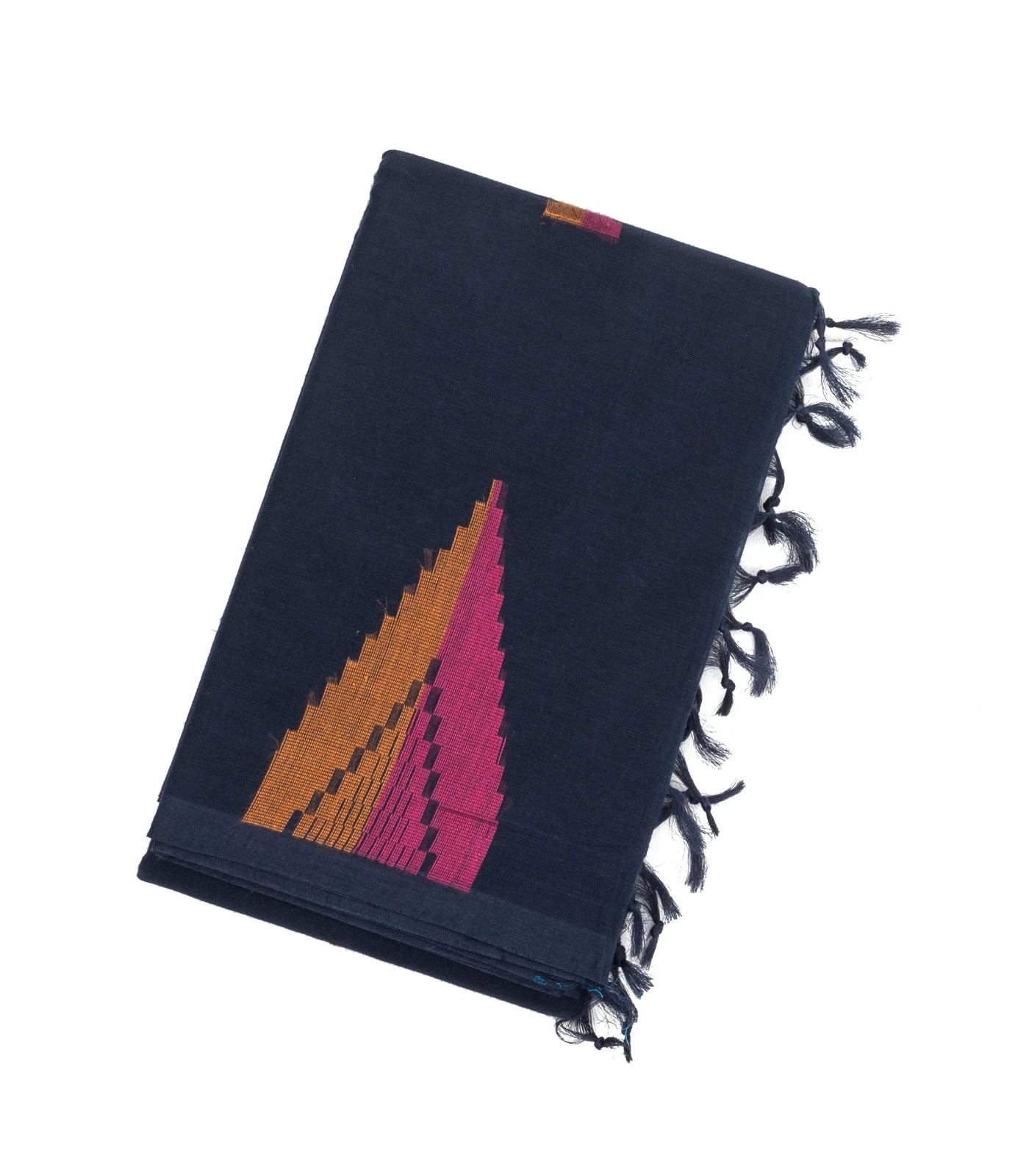 Navy Blue Handloom Rasipuram Cotton Saree With Temple Buttas