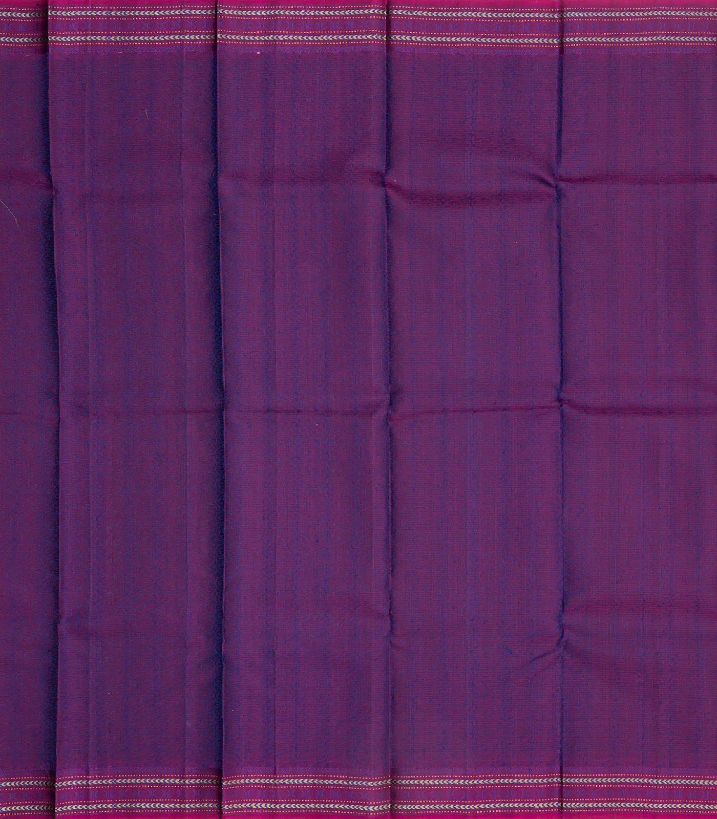 Cyan Handloom Kanchi Cotton Saree With Stripes & Contrast Border