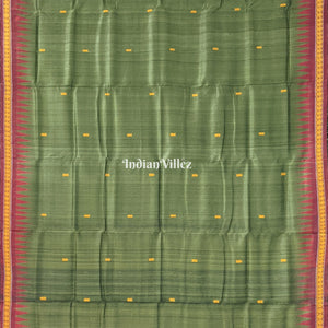 Mehendi Green Garden Themed Gopalpur Tussar Silk Saree (State Award Nominated)