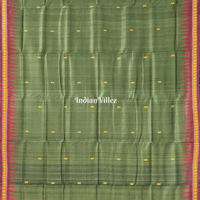 Mehendi Green Garden Themed Gopalpur Tussar Silk Saree (State Award Nominated)