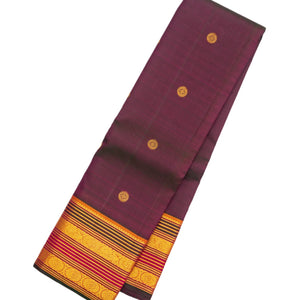 Maroon Handloom Kanchipuram Silk Saree With Chakaram Buttas