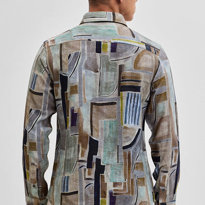 Brown Textured Abstract Shirt