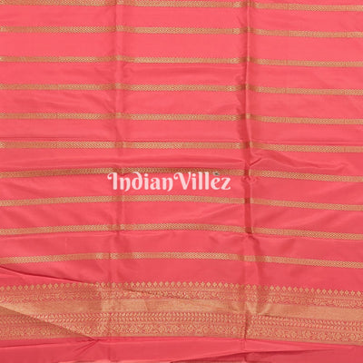 Peach Pink Rangkaat Banarasi Katan Silk Saree
