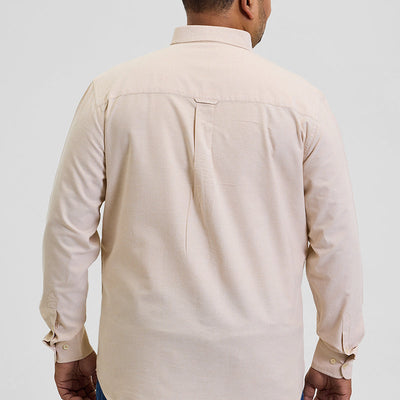 Beige Button Down Regular Fit Shirt