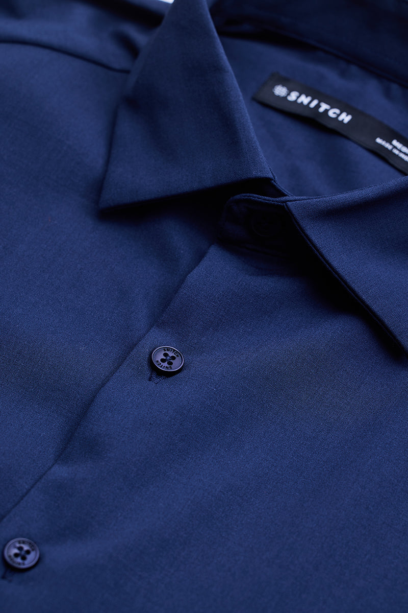 Navy Slim Fit Stretch Shirt