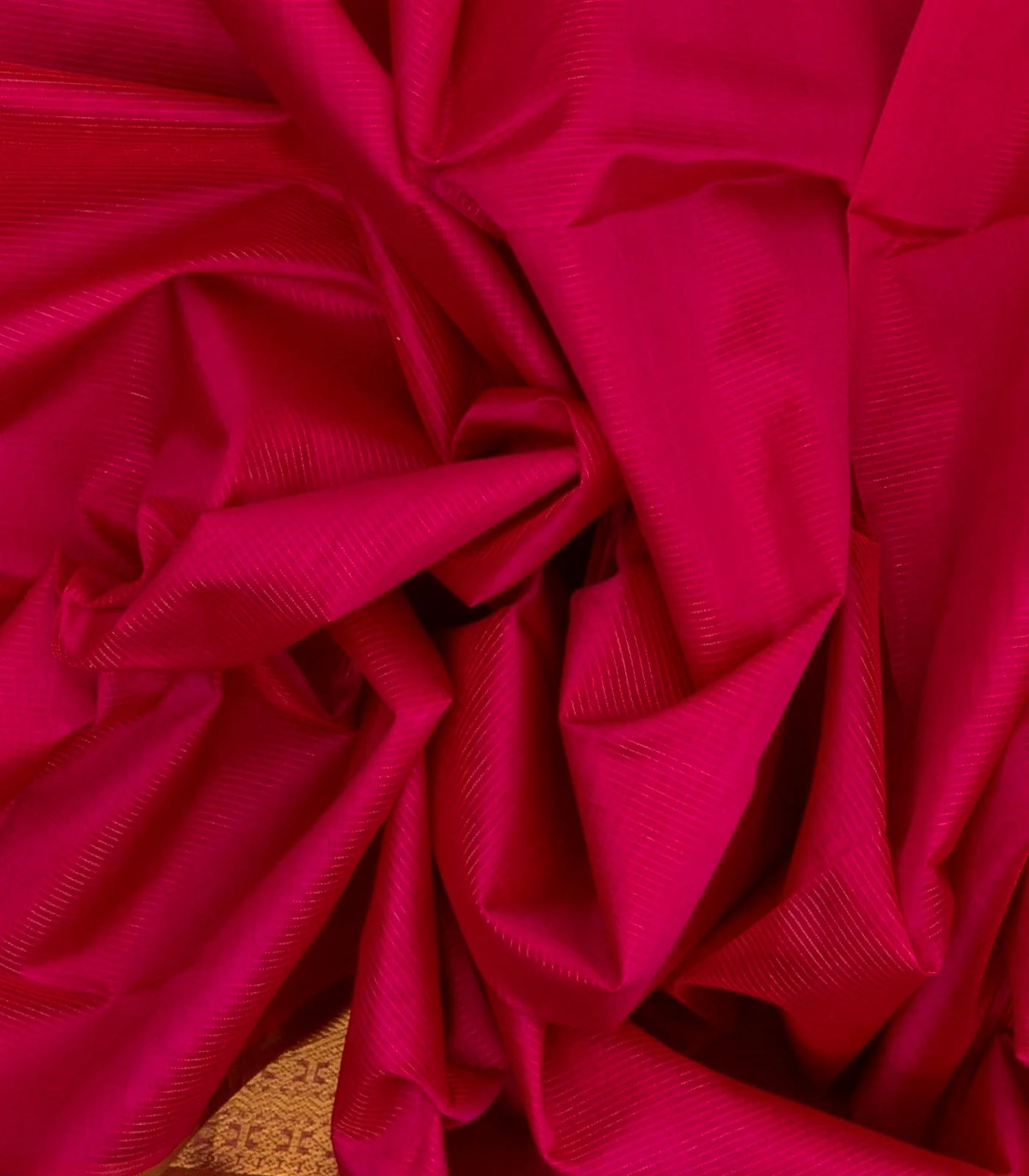 Hot Pink Handloom Silk Cotton Saree With Zari Stripes