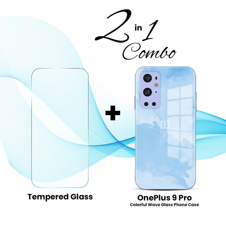 OnePlus (2 in 1 Combo) - Colorful Wave Glass Phone Case + Tempered Glass