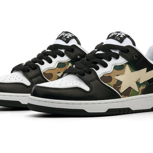A Bathing Ape Bape SK8 Sta Black White Embroidery Heel Patch