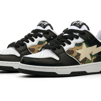 A Bathing Ape Bape SK8 Sta Black White Embroidery Heel Patch
