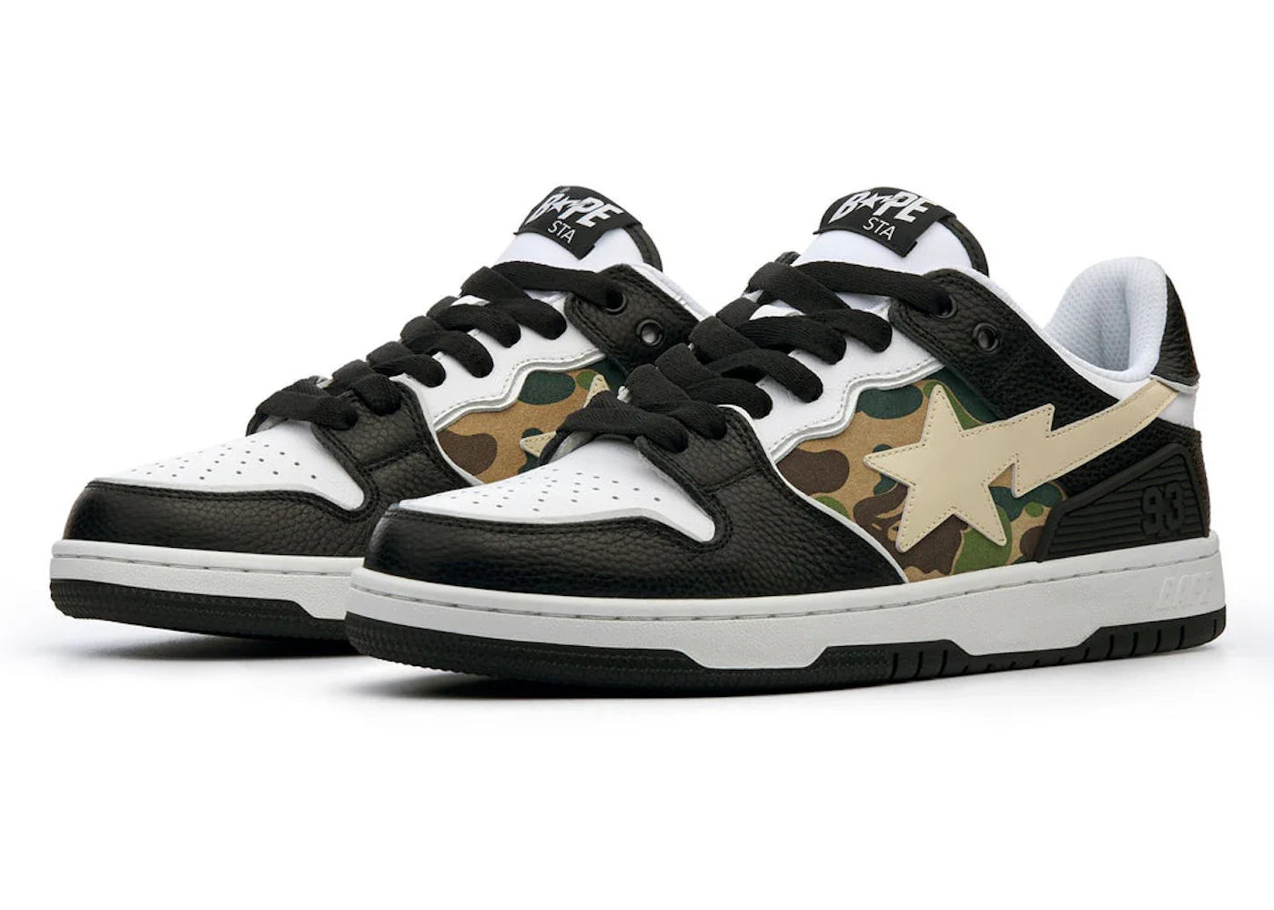 A Bathing Ape Bape SK8 Sta Black White Embroidery Heel Patch