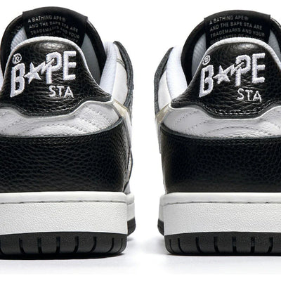 A Bathing Ape Bape SK8 Sta Black White Embroidery Heel Patch
