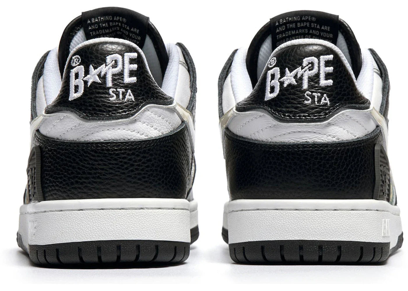 A Bathing Ape Bape SK8 Sta Black White Embroidery Heel Patch