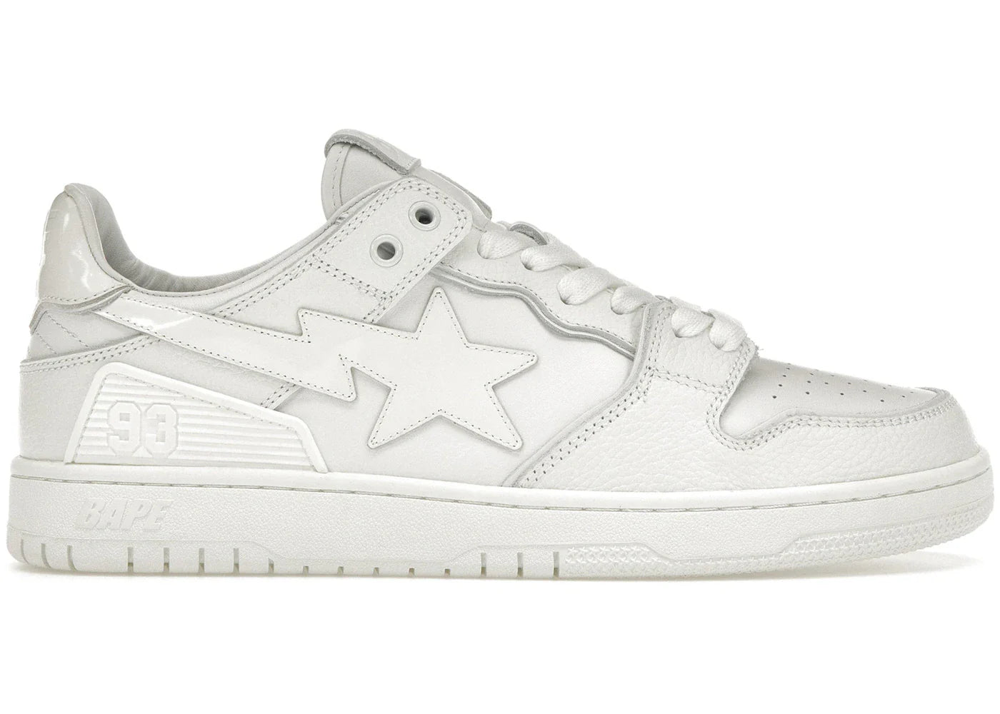 A Bathing Ape Bape SK8 Sta Triple White Patent Leather Sta Logo