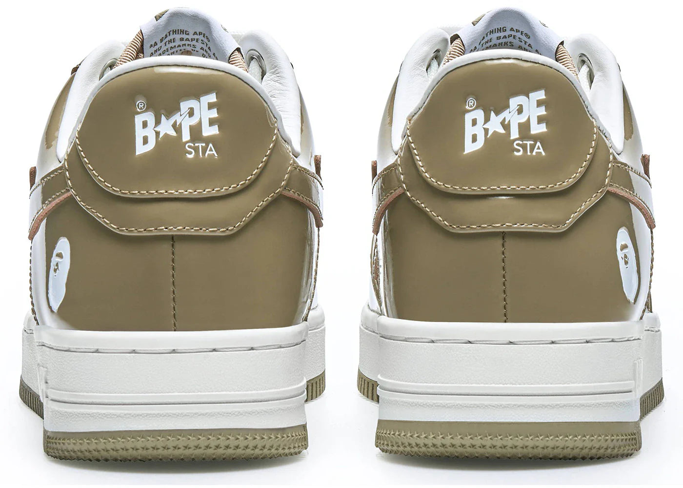 A Bathing Ape Bape Sta Patent Leather White Khaki (2023)