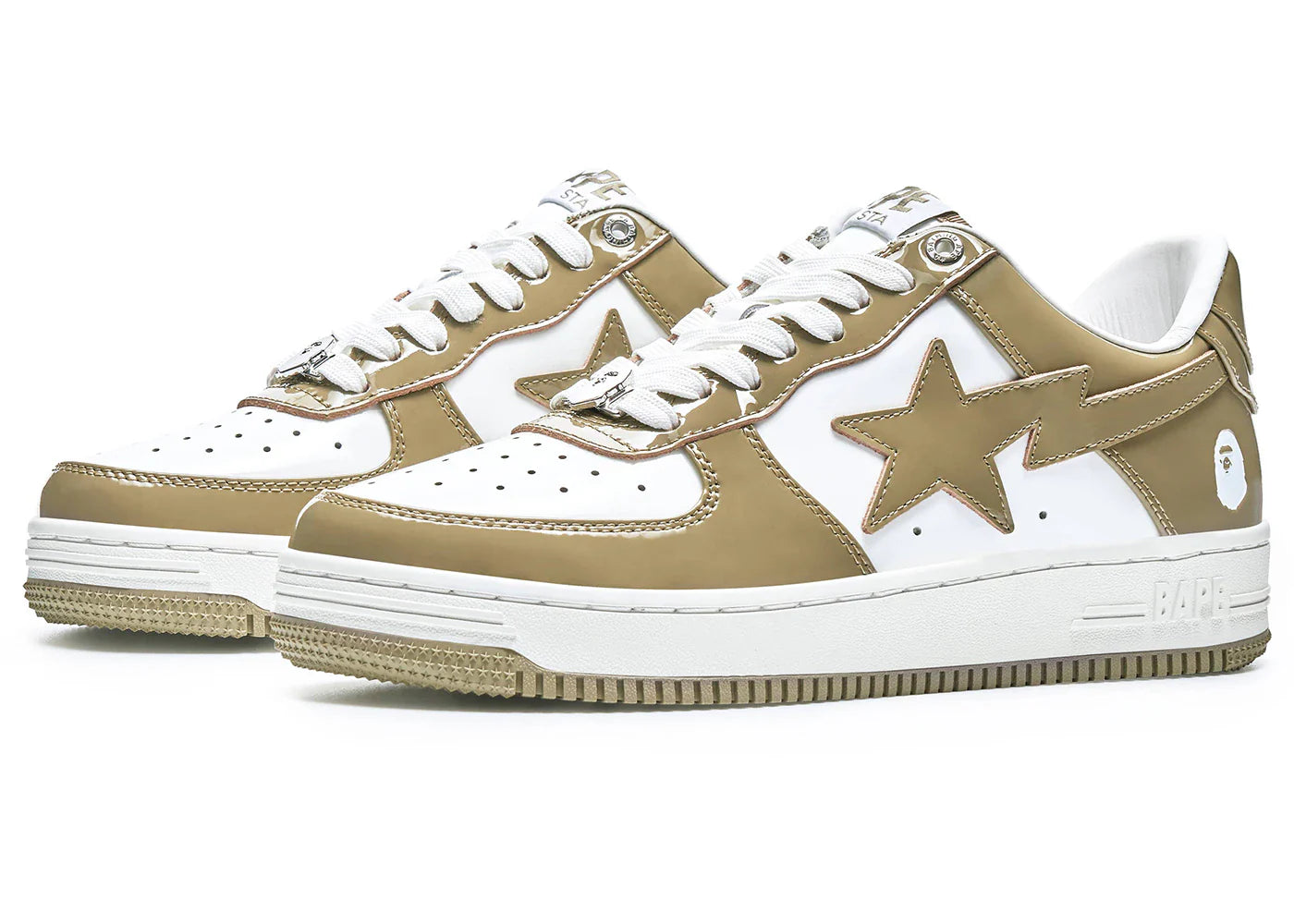 A Bathing Ape Bape Sta Patent Leather White Khaki (2023)