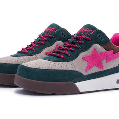 A Bathing Ape Road Sta Premium Suede Dark Green Pink Beige