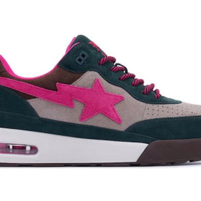 A Bathing Ape Road Sta Premium Suede Dark Green Pink Beige