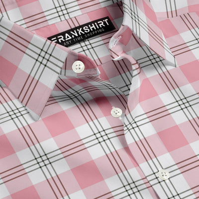 White and Pink Check I Regular Fit I 100% Cotton Shirt