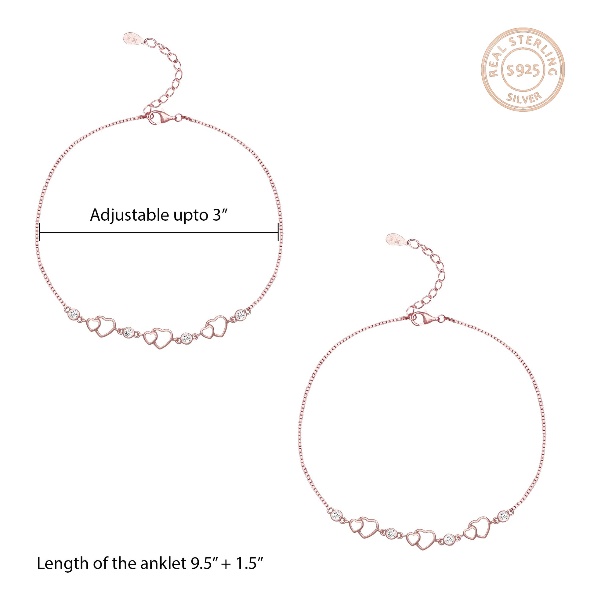 Rose Gold Heart Anklet