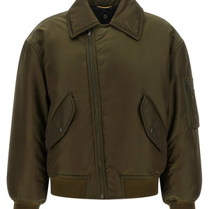 Saint Laurent Removable Shearling Neck Bomber Jacket