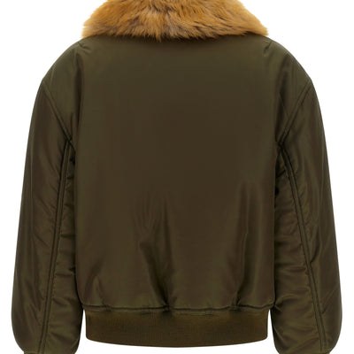 Saint Laurent Removable Shearling Neck Bomber Jacket