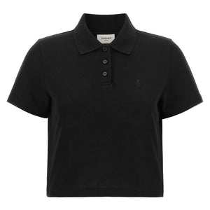 Saint Laurent Cassandre Crop Polo Shirt