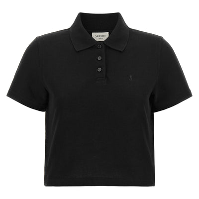 Saint Laurent Cassandre Crop Polo Shirt
