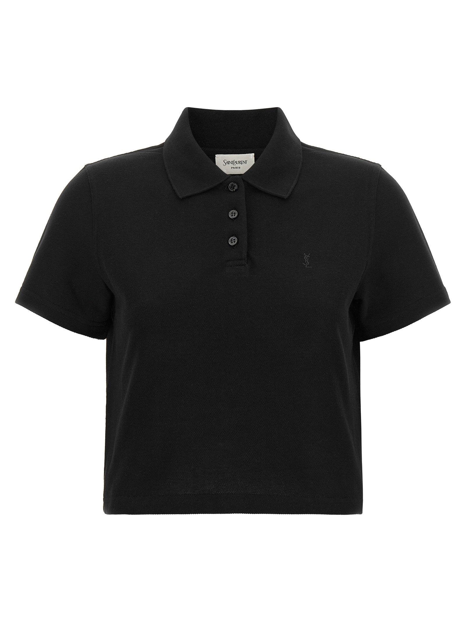 Saint Laurent Cassandre Crop Polo Shirt