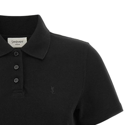 Saint Laurent Cassandre Crop Polo Shirt