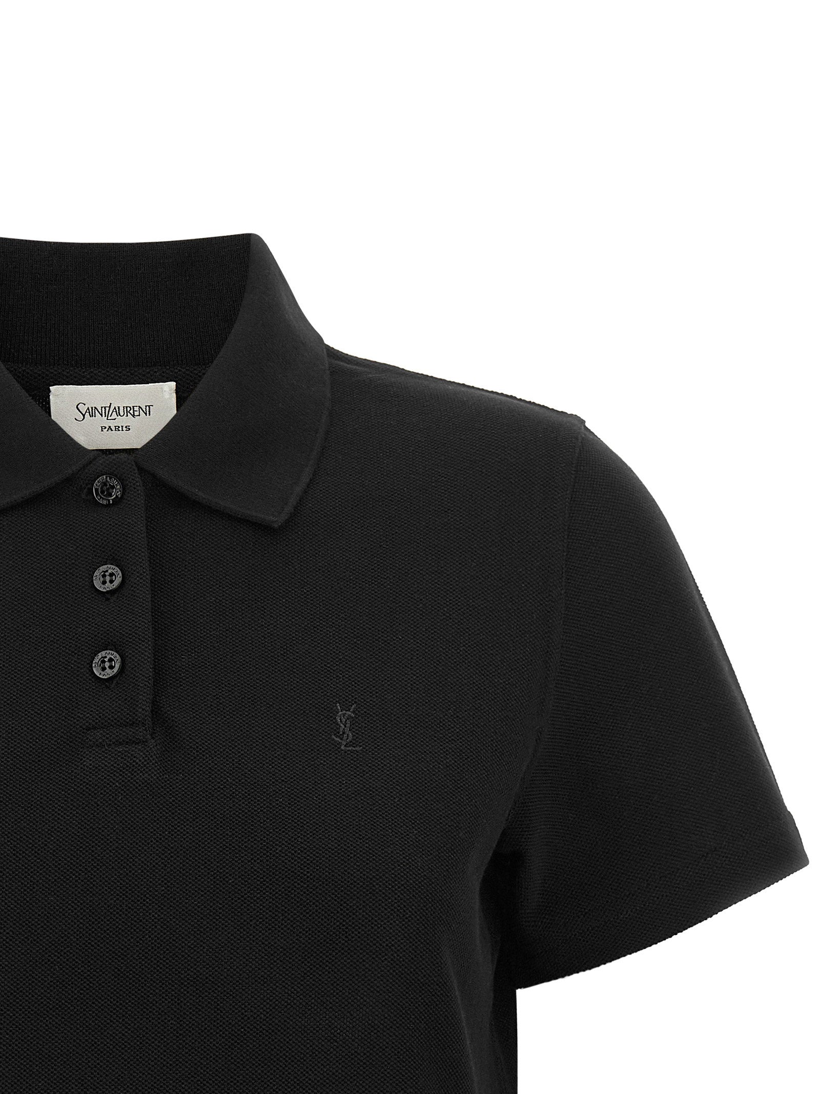 Saint Laurent Cassandre Crop Polo Shirt