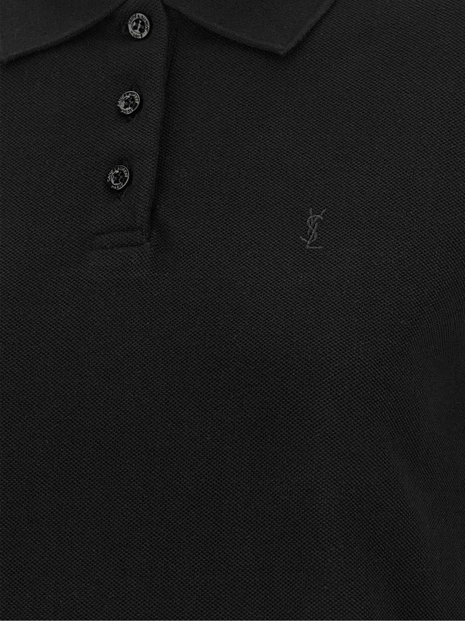 Saint Laurent Cassandre Crop Polo Shirt