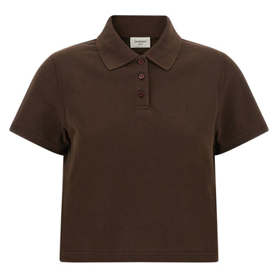 Saint Laurent Cassandre Crop Polo Shirt