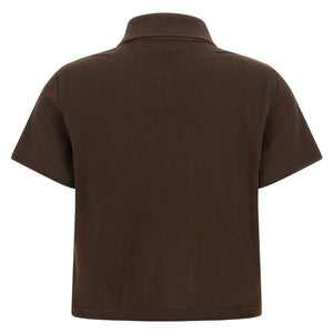 Saint Laurent Cassandre Crop Polo Shirt