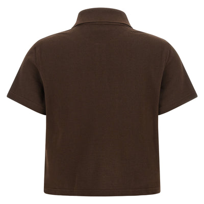 Saint Laurent Cassandre Crop Polo Shirt