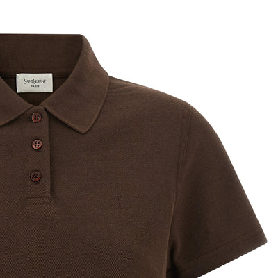 Saint Laurent Cassandre Crop Polo Shirt