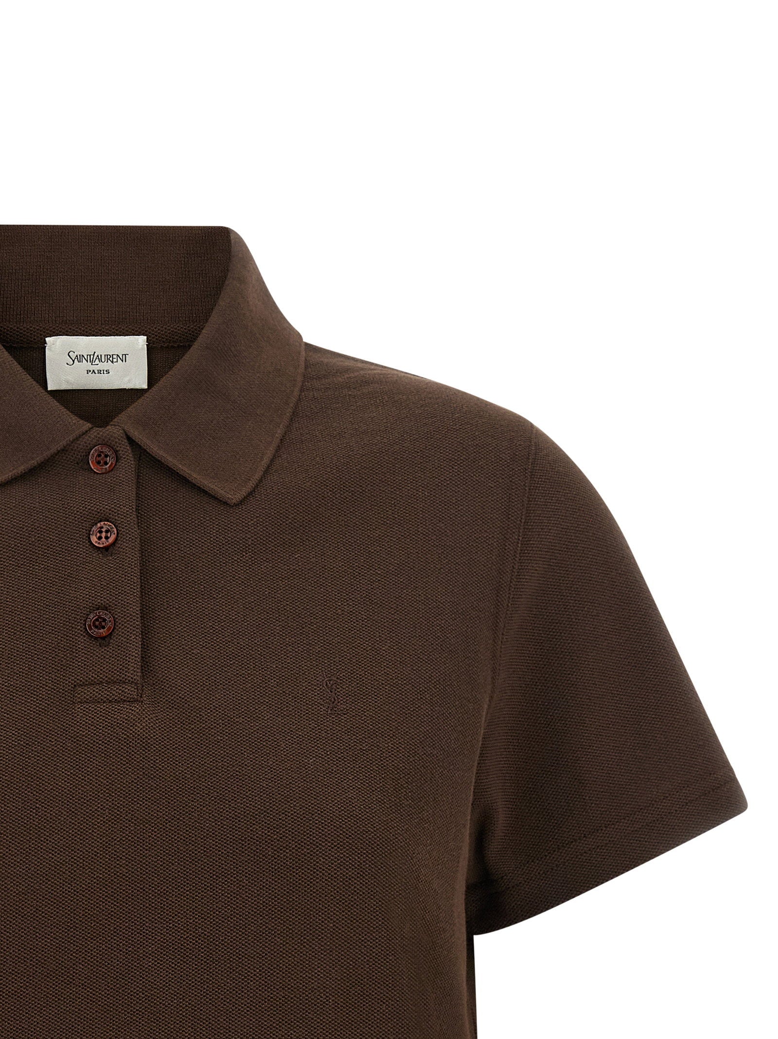 Saint Laurent Cassandre Crop Polo Shirt