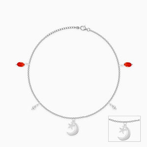 Silver Half Moon Charm Anklet