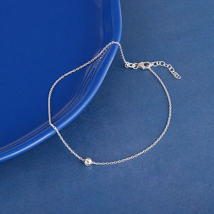 Silver Minimal Bead Anklet