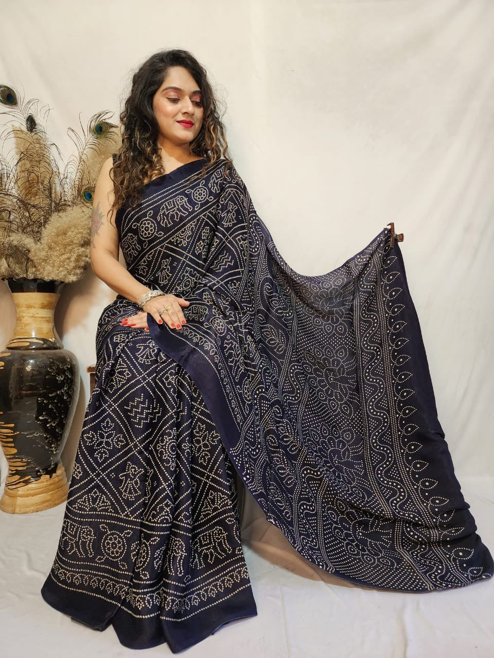 Modal Silk Bandhani Print Saree