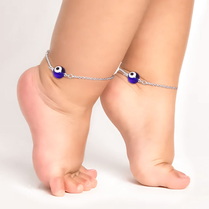 Silver Little Evil Eye Kids Anklet (0-1 yrs)