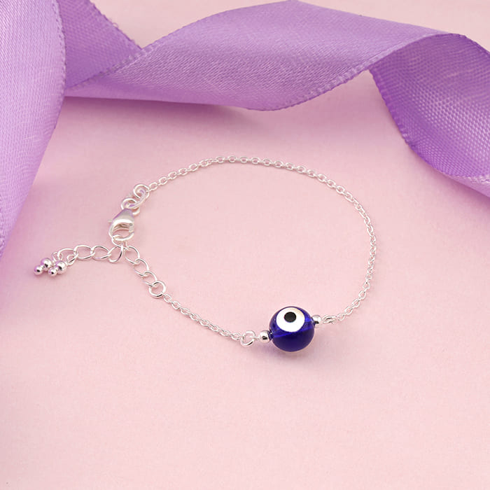 Silver Little Evil Eye Kids Anklet (0-1 yrs)