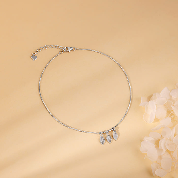 Silver Arboreal Leaf Anklet