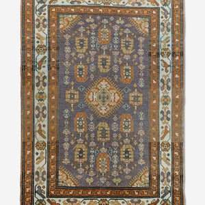 Vintage Turkish Hand-Knotted Wool Rug No. 461, 3'4" x 4'7"