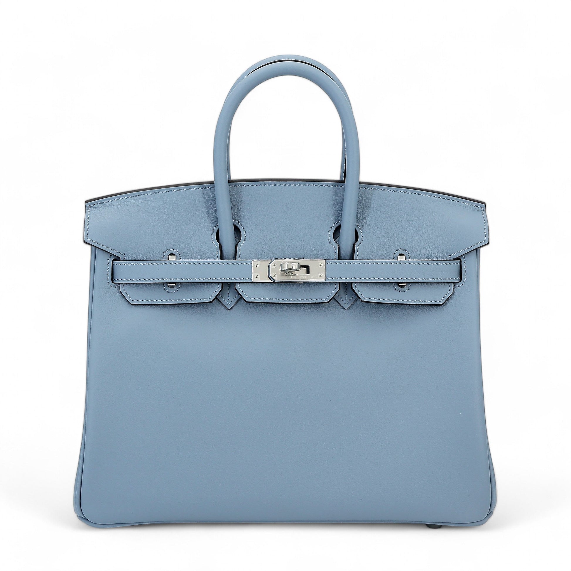 HERMÈS Birkin 25 Bleu Lin Swift Palladium hardware